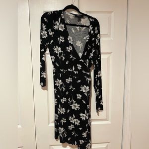 Black Floral Wrap Dress